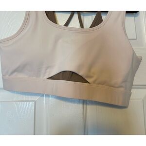 ZYIA Active Sports Bra Cream Brown color with removable padding.